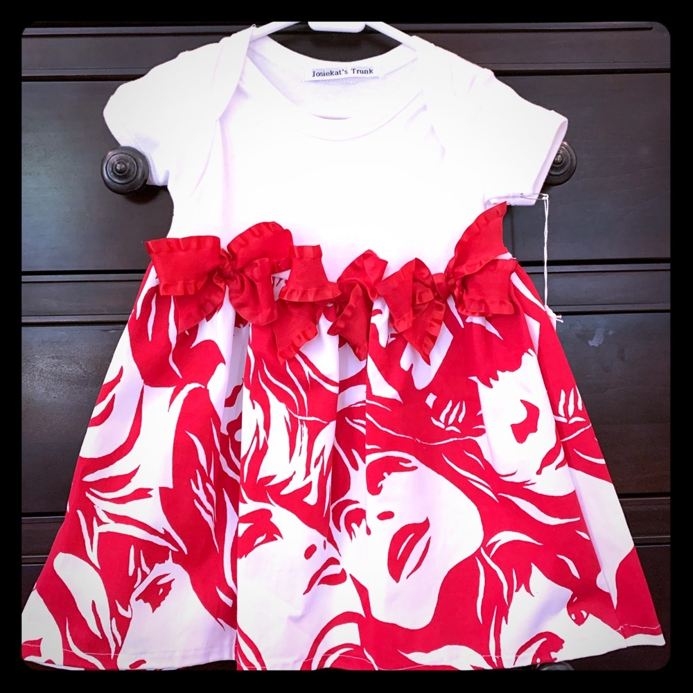 🏷️NWT Josiekat’s Trunk Vogue Faces Bow Dress 12M
